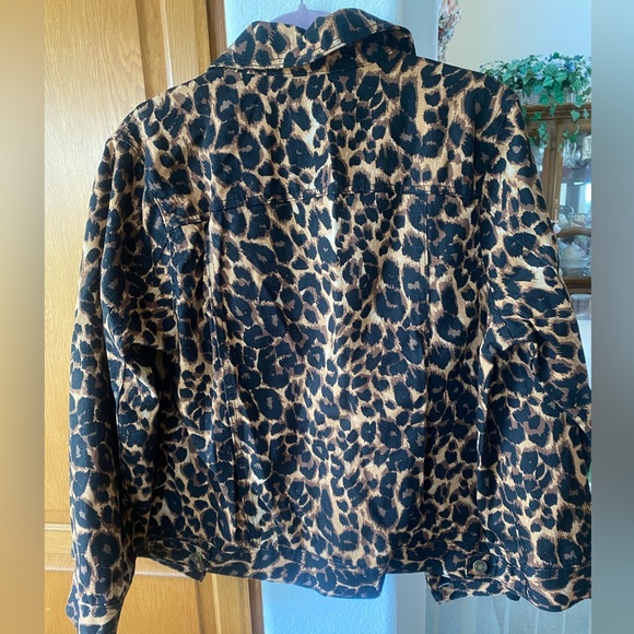 NWT Jessica London Leopard Print Denim Jacket Size 14W - Picture 2 of 8